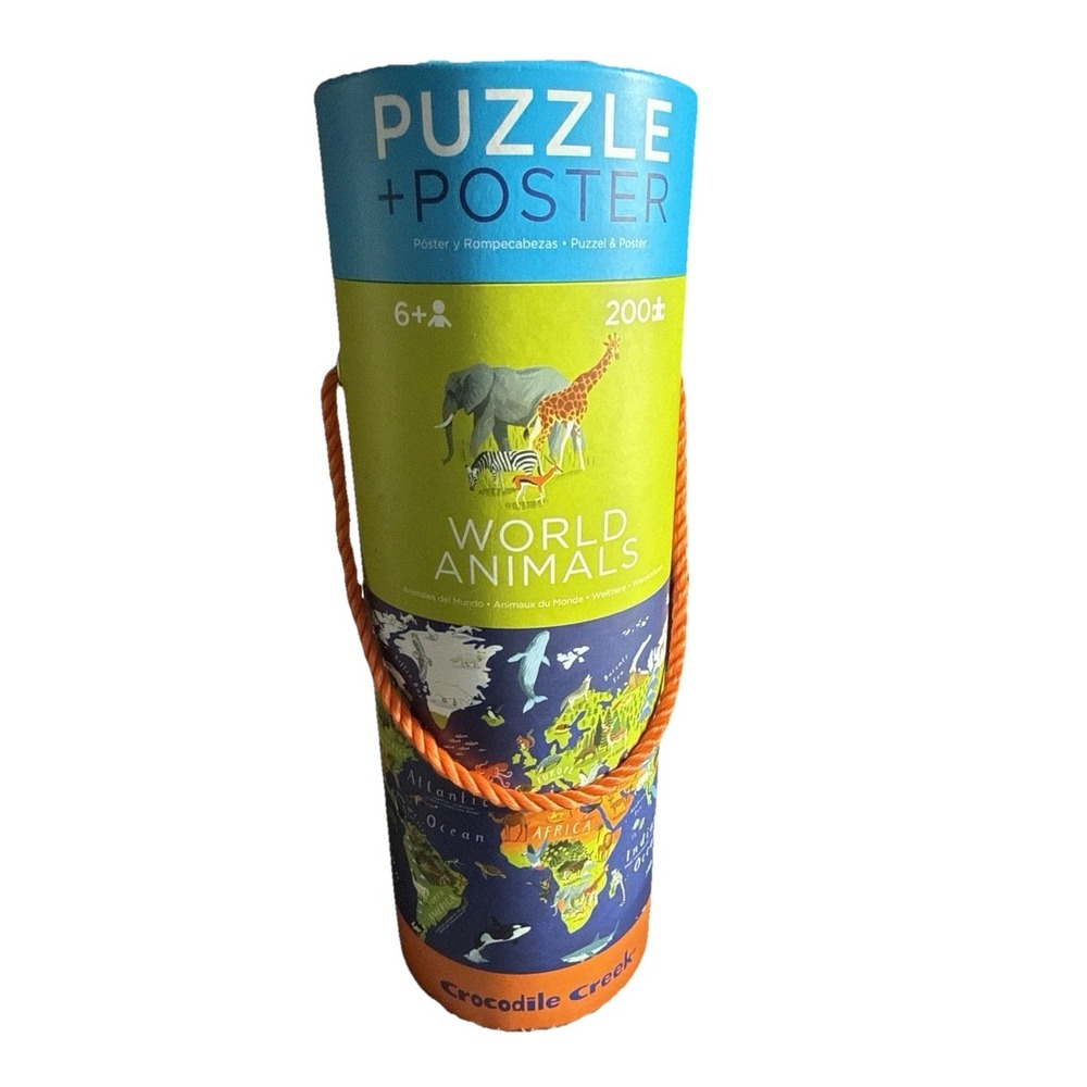 Crocodile Creek World Puzzle With Poster. World Animals Complete